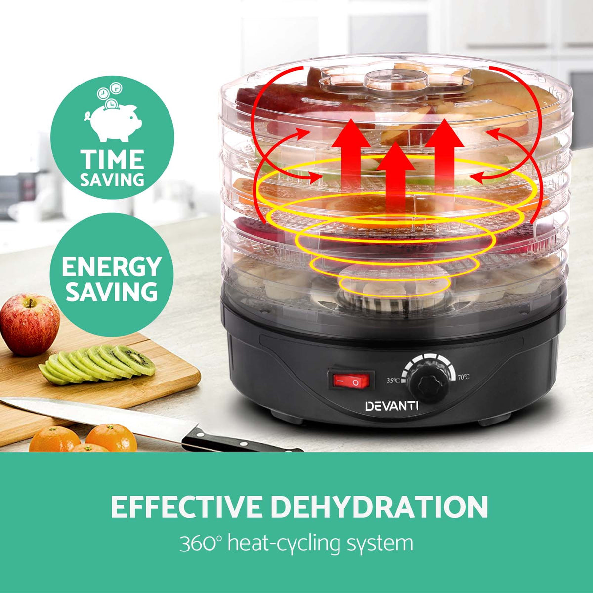 5 Trays Food Dehydrator Fruit Dehydrators Pet Beef Jerky Dryer Black