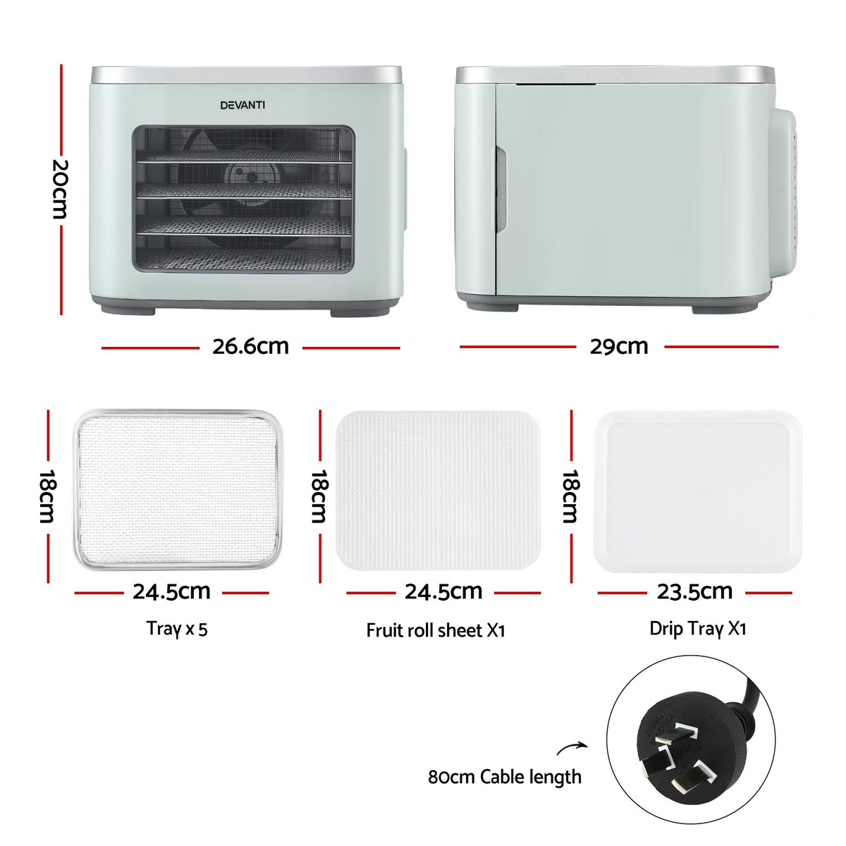 Food Dehydrator Machine 5 Tray Mini Fruit Dryer Maker Green