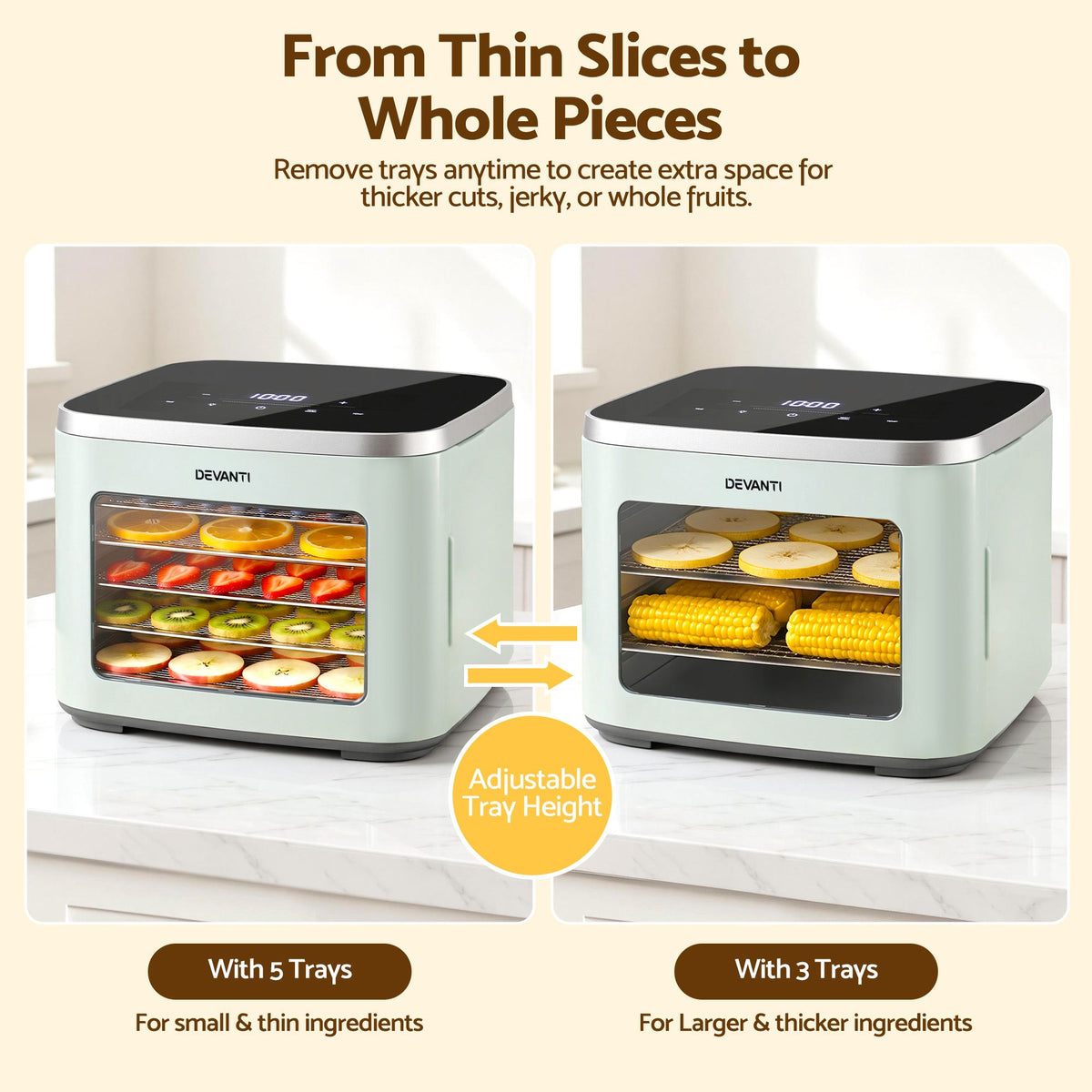 Food Dehydrator Machine 5 Tray Mini Fruit Dryer Maker Green