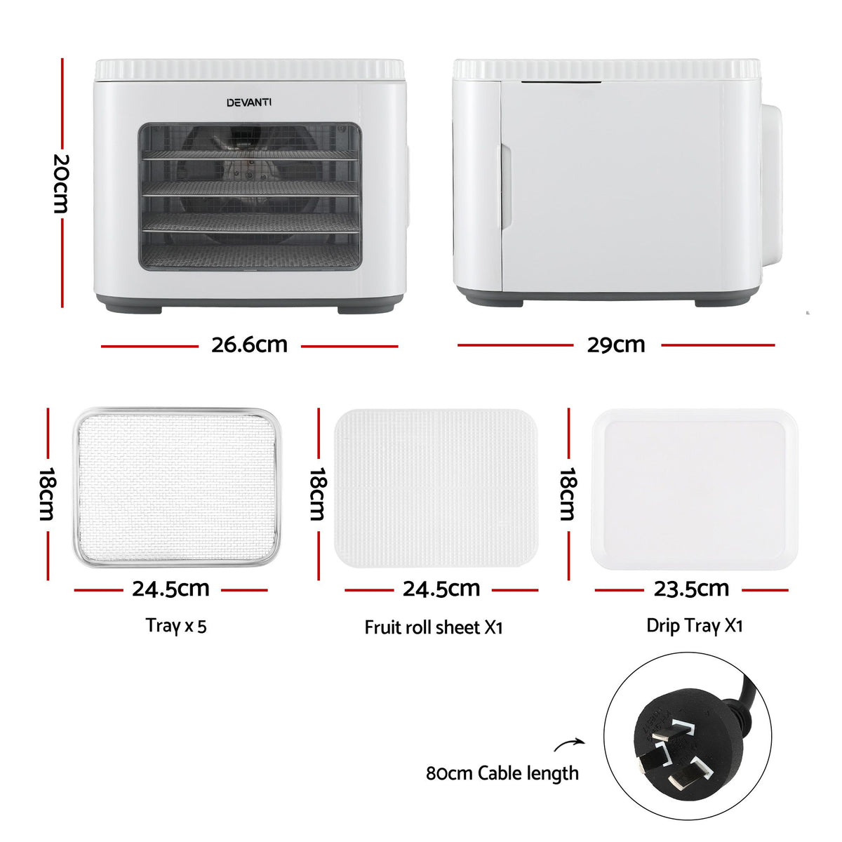 Food Dehydrator Machine 5 Tray Mini Fruit Dryer Maker White