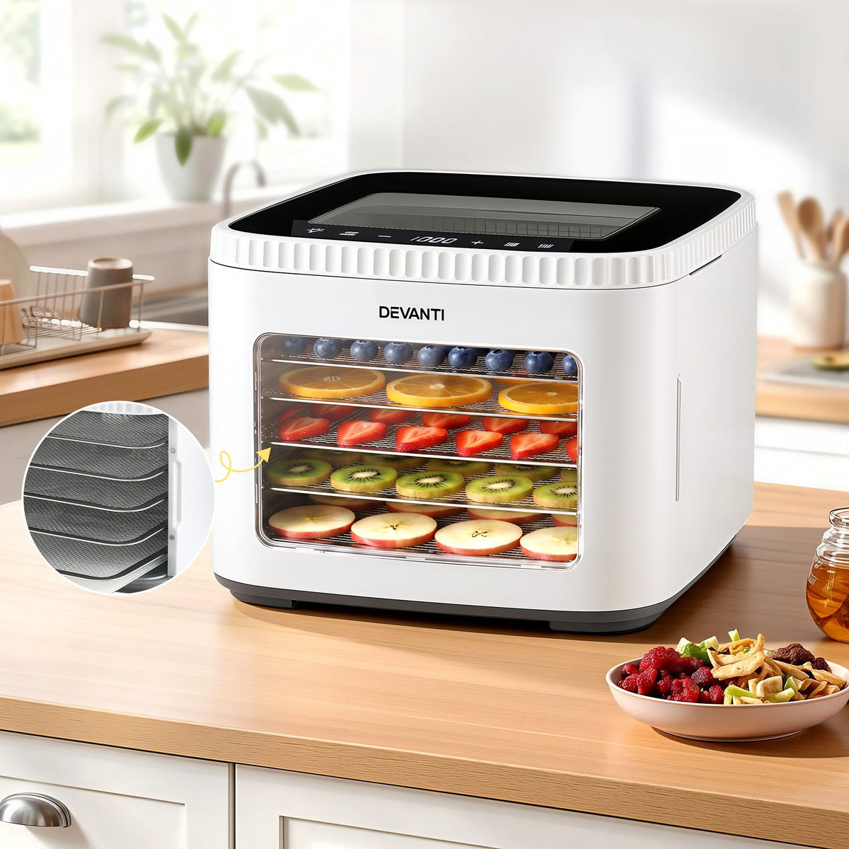 Food Dehydrator Machine 5 Tray Mini Fruit Dryer Maker White
