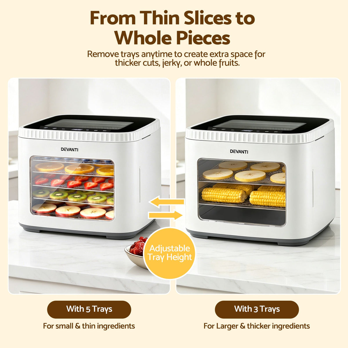 Food Dehydrator Machine 5 Tray Mini Fruit Dryer Maker White