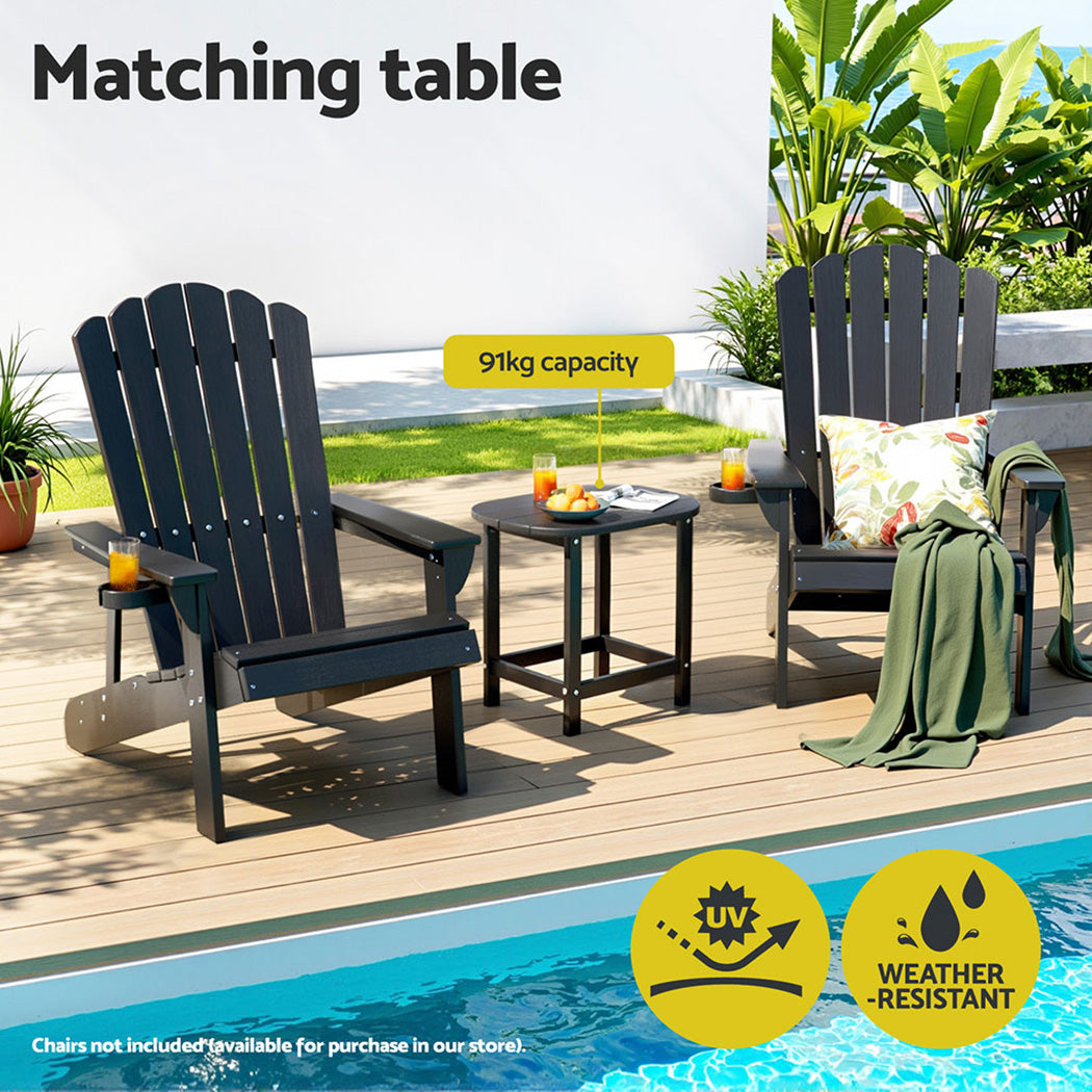 Outdoor Coffee Side Table HDPE Desk Patio Furniture Camping Garden Black
