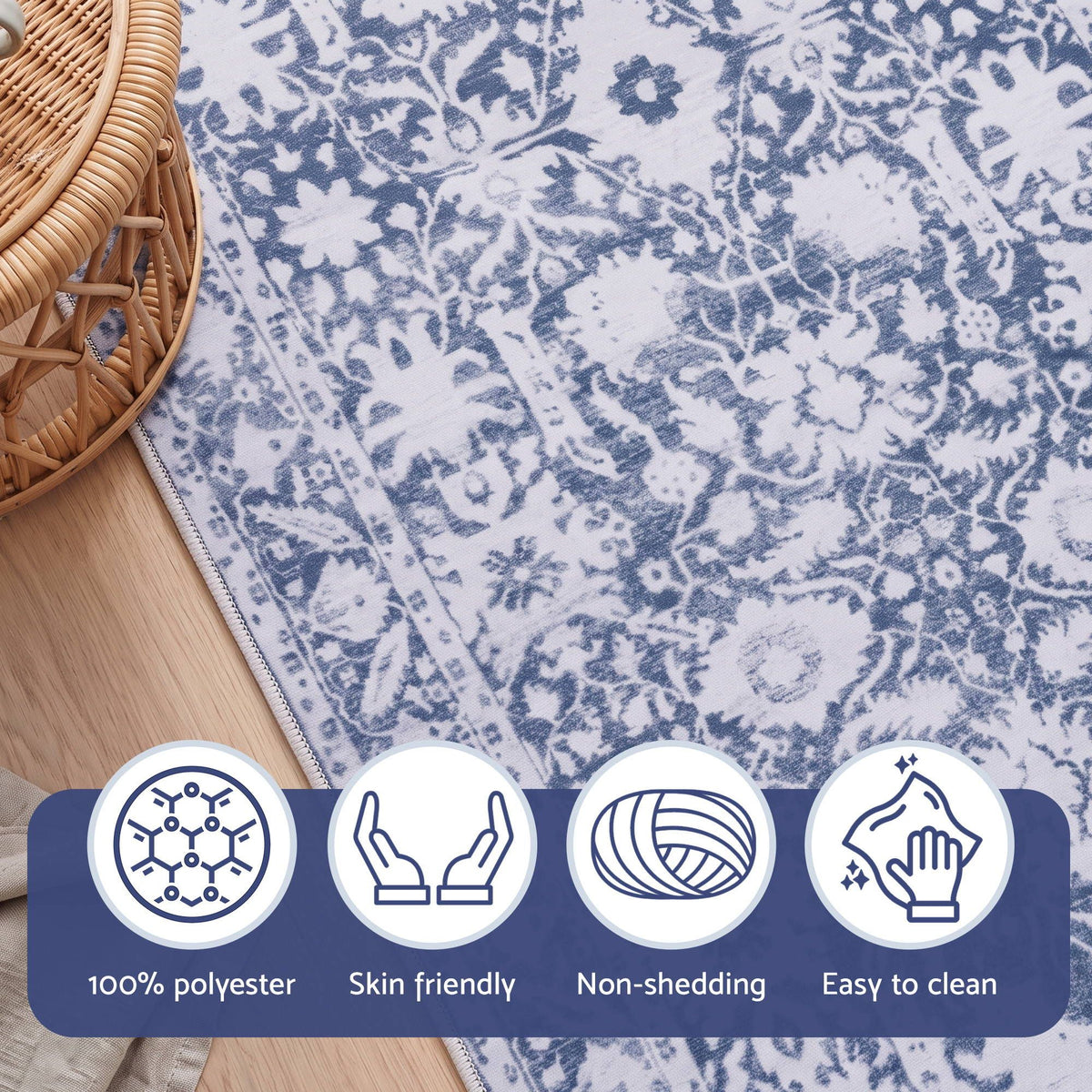 60 x 180 cm Runner Rugs for Hallway Bedroom Pad-Free Dense Dot Backing Stops Slipping &