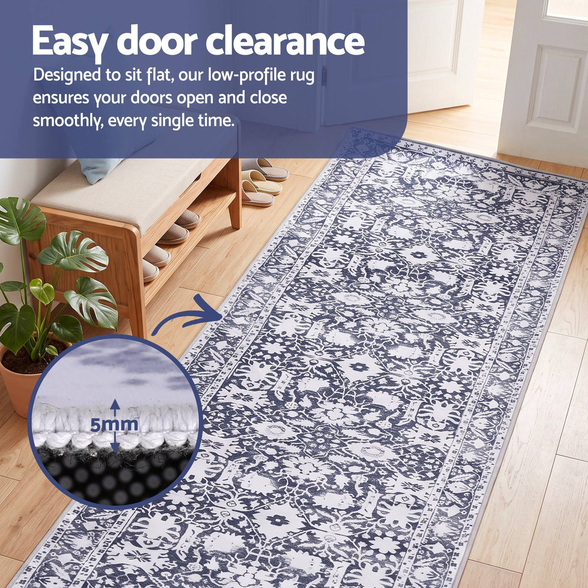 60 x 180 cm Runner Rugs for Hallway Bedroom Pad-Free Dense Dot Backing Stops Slipping &