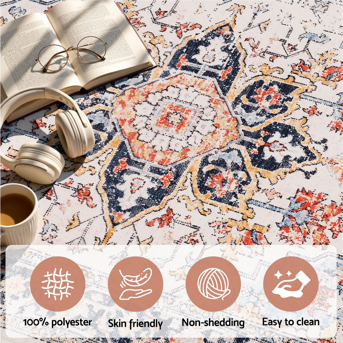 80 x 180 cm Runner Rugs For Living Room No Heavy Rubber Crease-Free Foldable Design For