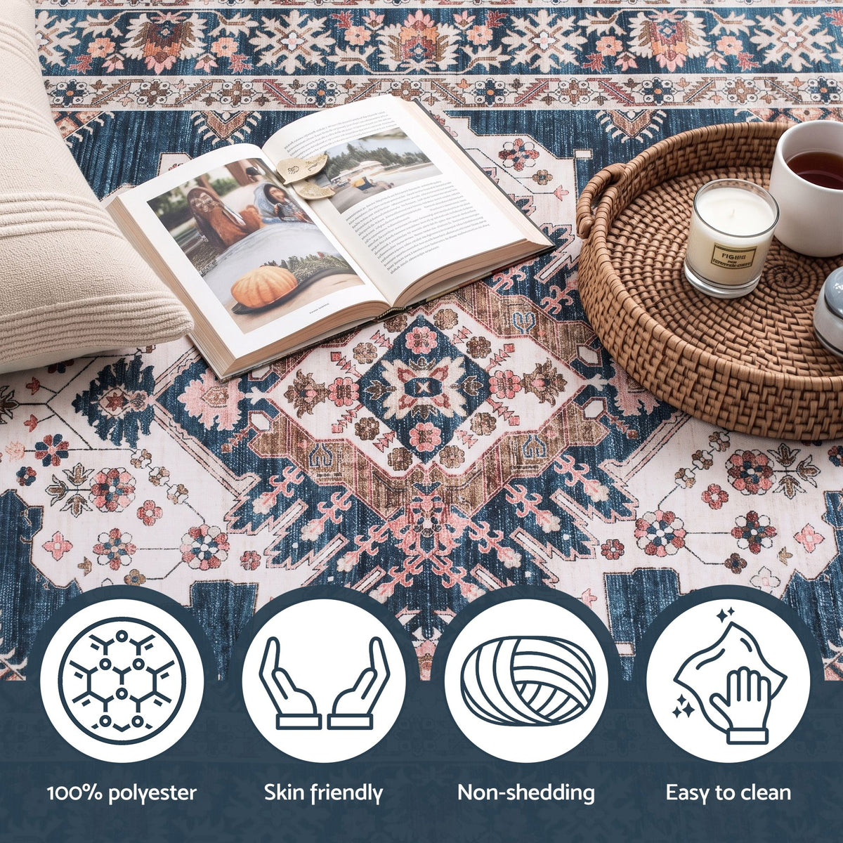 60 x 300 cm Washable Runner Area Rug No Hard Glue Quilt-Like Soft for Home Decor, 0.5cm
