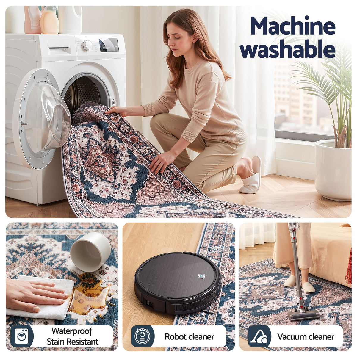 60 x 300 cm Washable Runner Area Rug No Hard Glue Quilt-Like Soft for Home Decor, 0.5cm