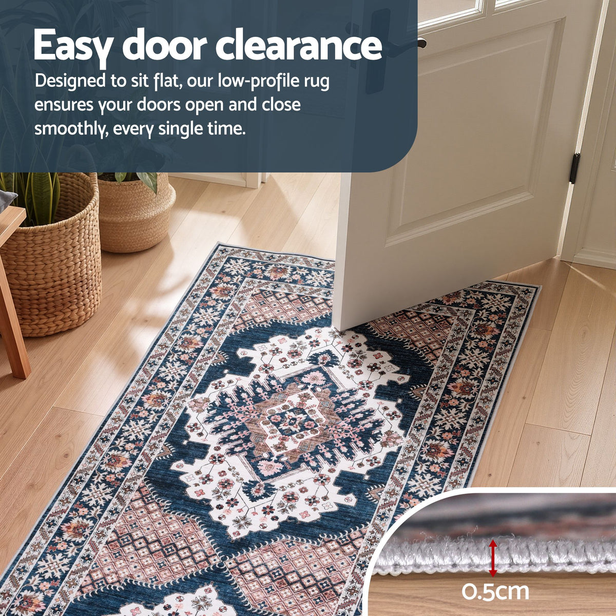 60 x 300 cm Washable Runner Area Rug No Hard Glue Quilt-Like Soft for Home Decor, 0.5cm
