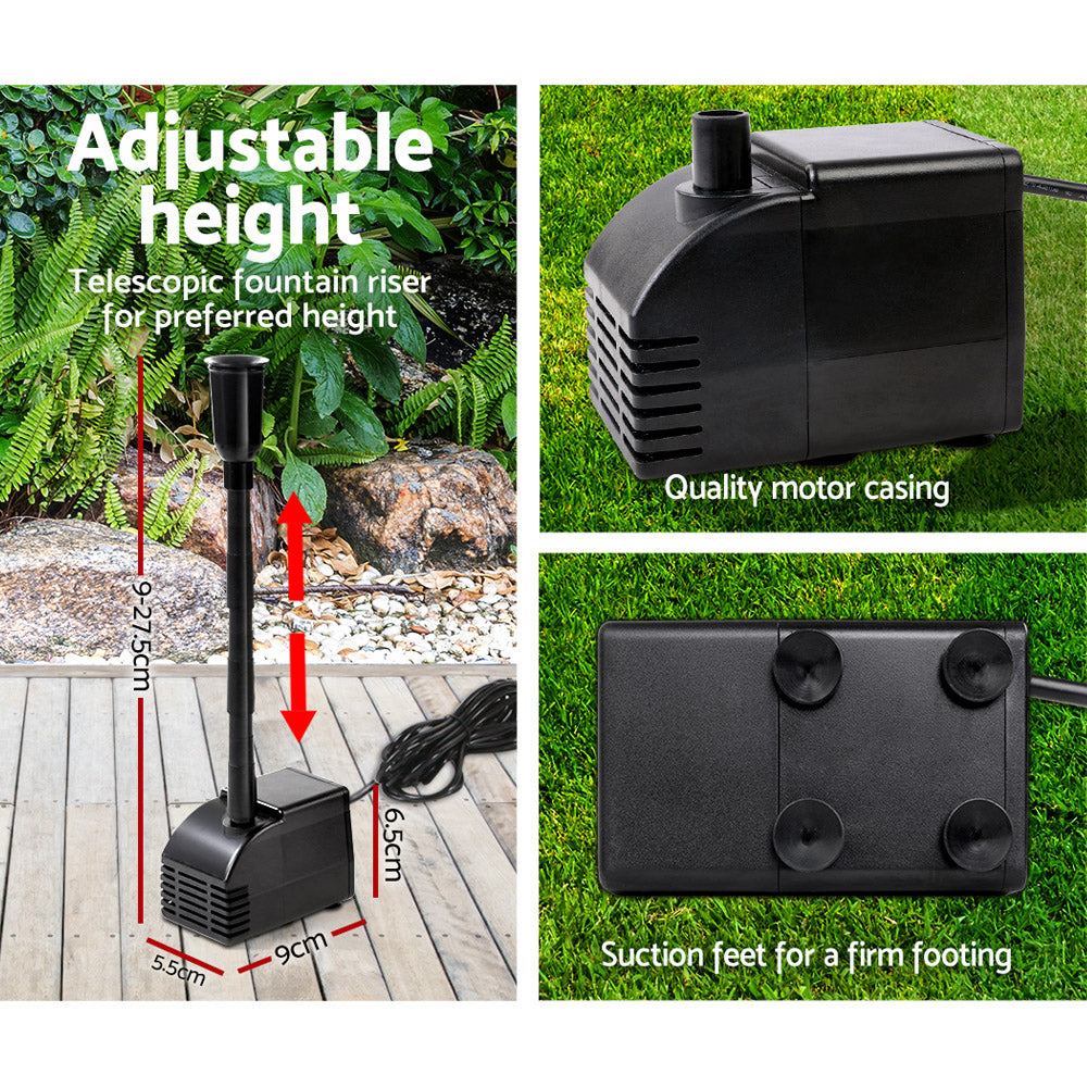 Solar Pond Pump Submersible Water Fountain Kit with 2 Panels 7.2FT