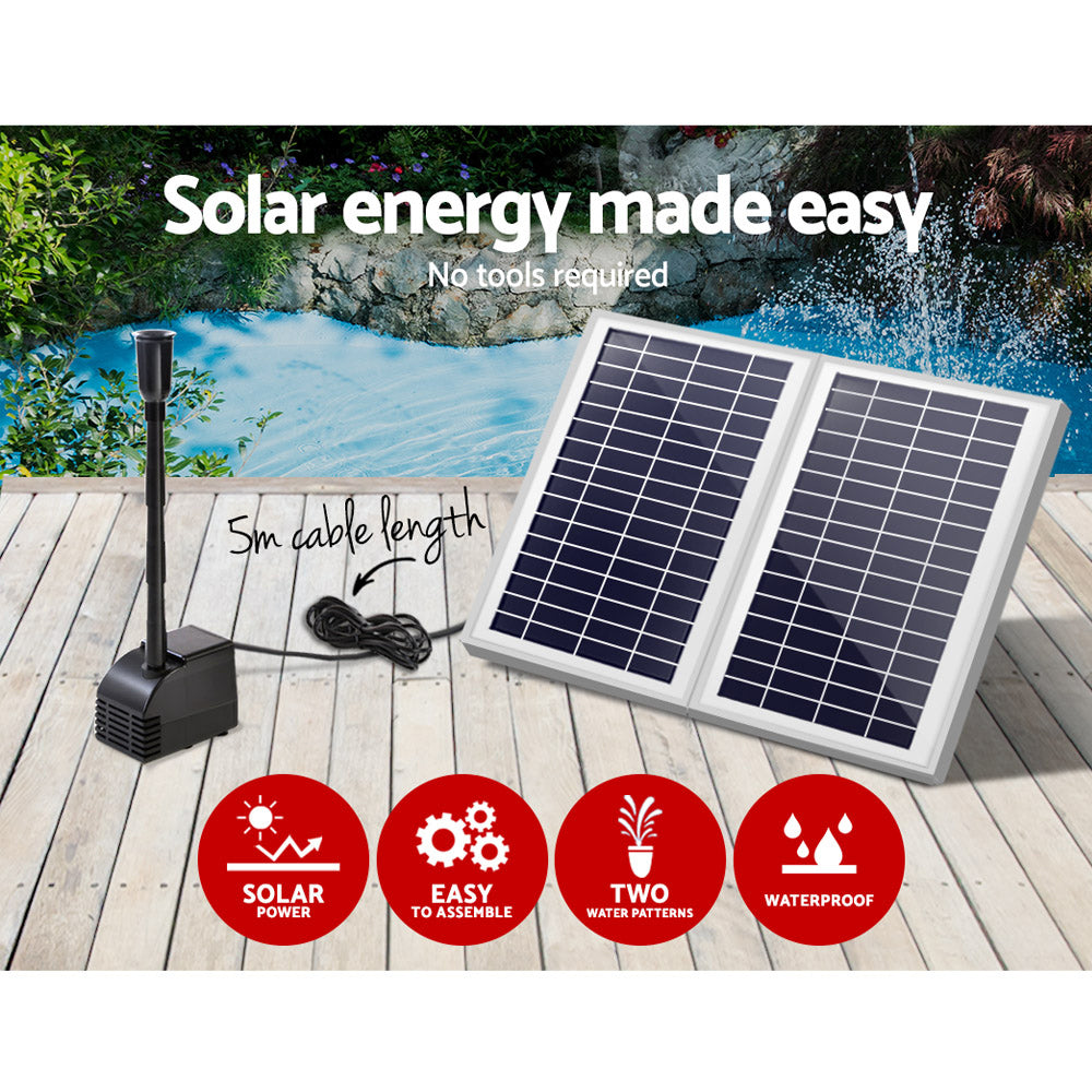 Solar Pond Pump Submersible Water Fountain Kit with 2 Panels 7.2FT