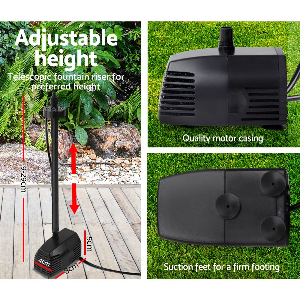 Solar Pond Pump Submersible Water Fountain with Battery Kit LED Lights 4FT