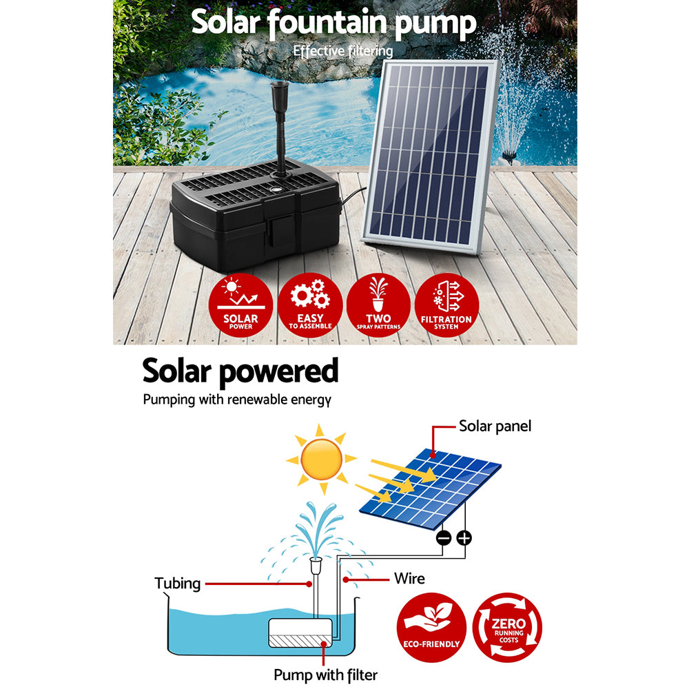 Solar Pond Pump Water Fountain Filter Box Submersible Outdoor Pool 6.6FT