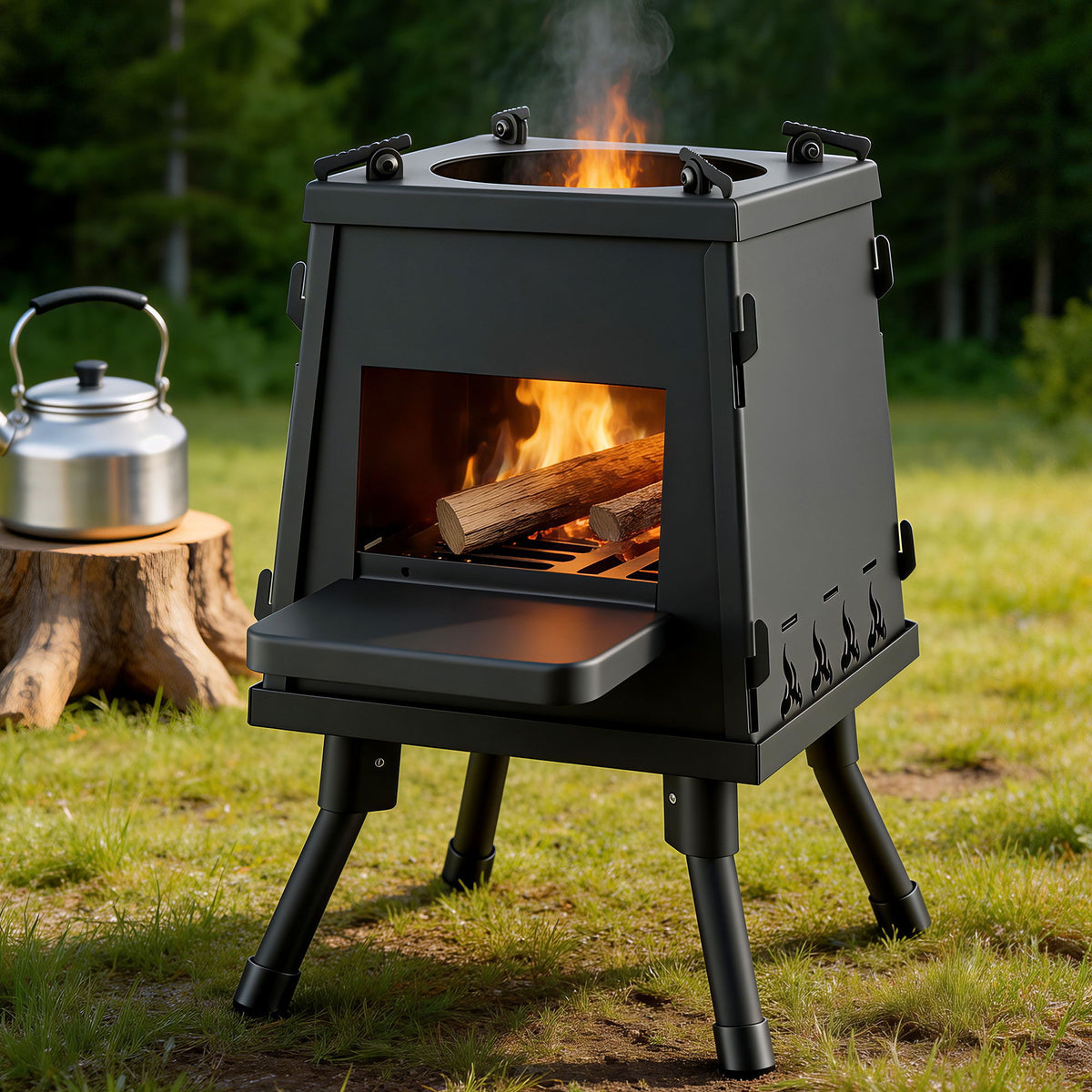 Fire Pit BBQ Portable Outdoor Fireplace Metal Camping Stove for Boiling Water, BBQ,