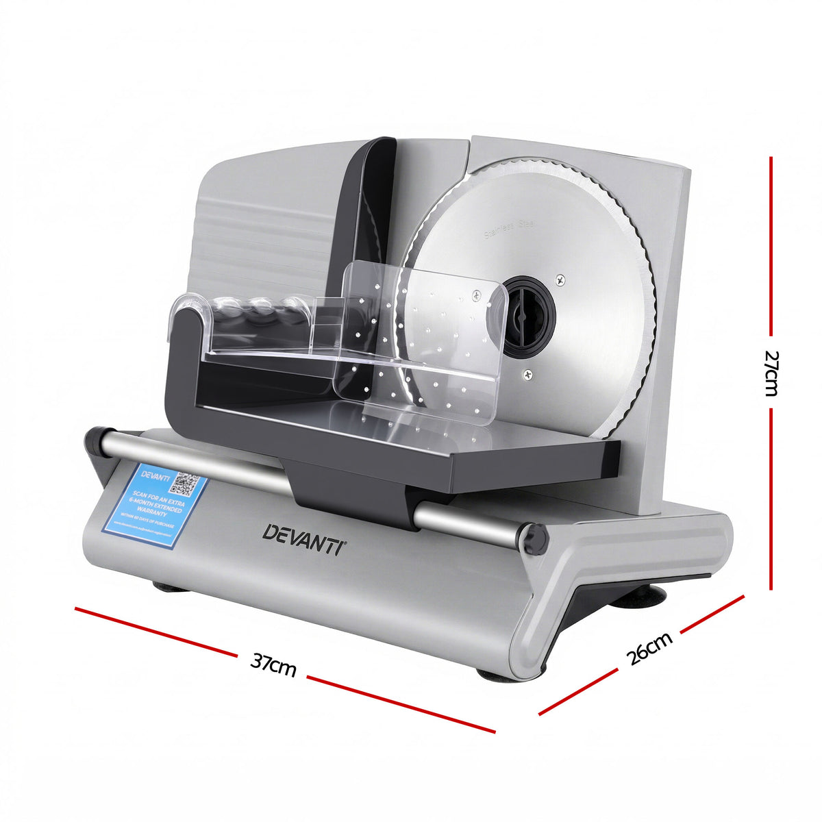 Meat Slicer Bread Vegetable, 200W Power 0-15mm Adjustable Easy Clean Stable Stainless