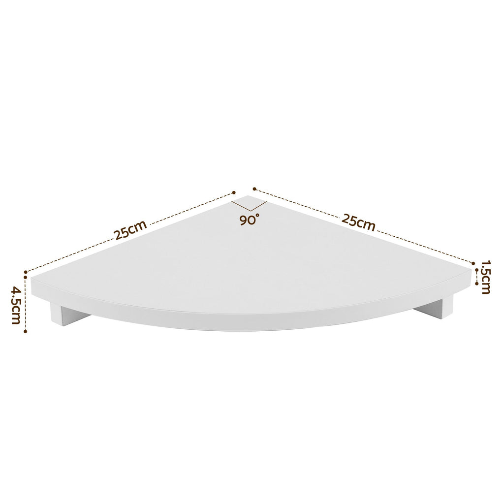4pc Corner Floating Wall Shelf Wall Mounted Display Rack Round Edge White
