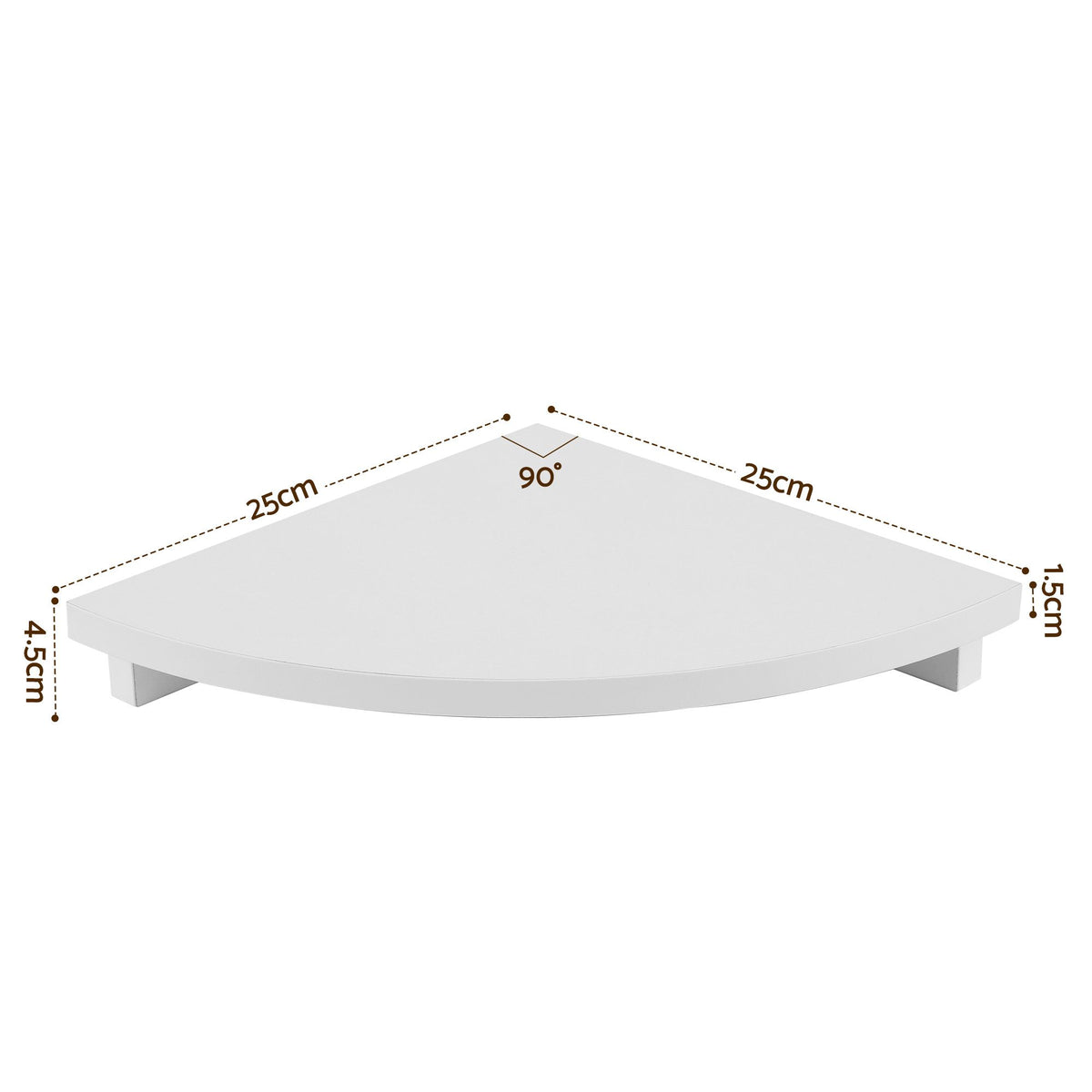 4pc Corner Floating Wall Shelf Wall Mounted Display Rack Round Edge White