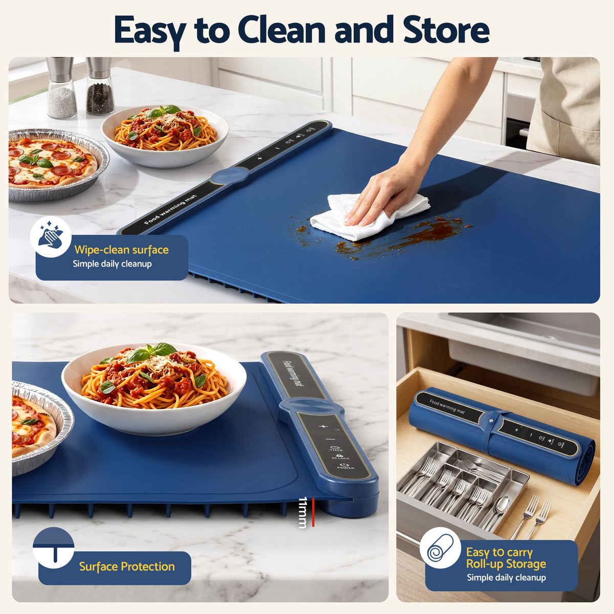 Food Warming Mat 60 x 38cm Electric Food Warmer With Timer