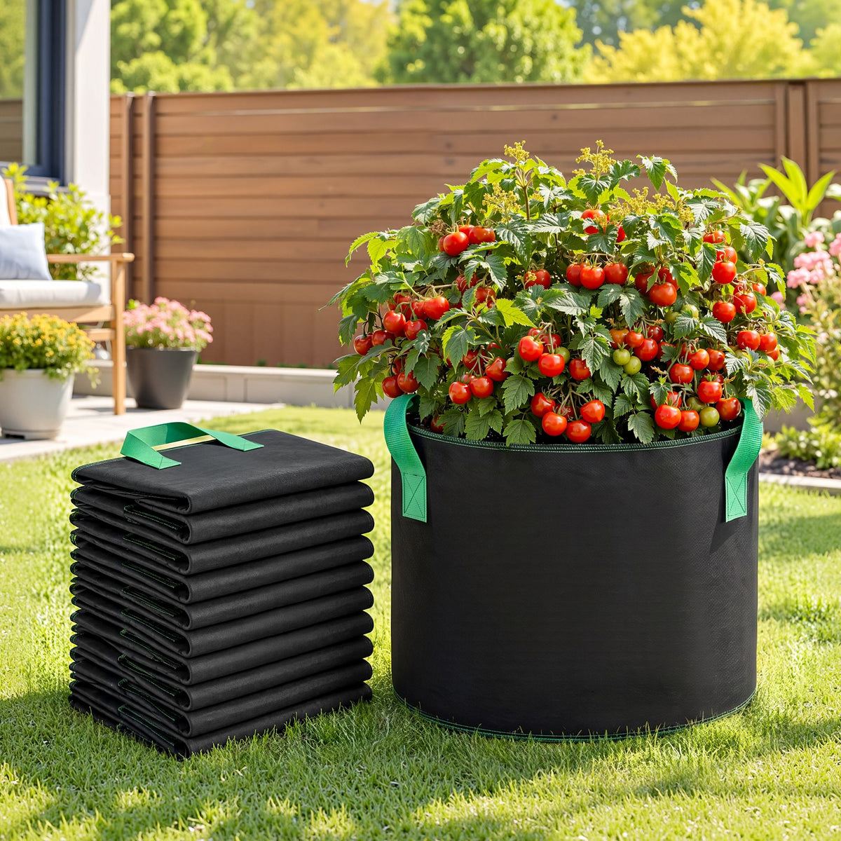 15 Gallon Grow Bags 300gsm thick Aeration Fabric Pots 10 Pack