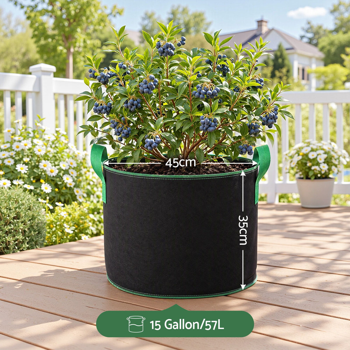 15 Gallon Grow Bags 300gsm thick Aeration Fabric Pots 10 Pack