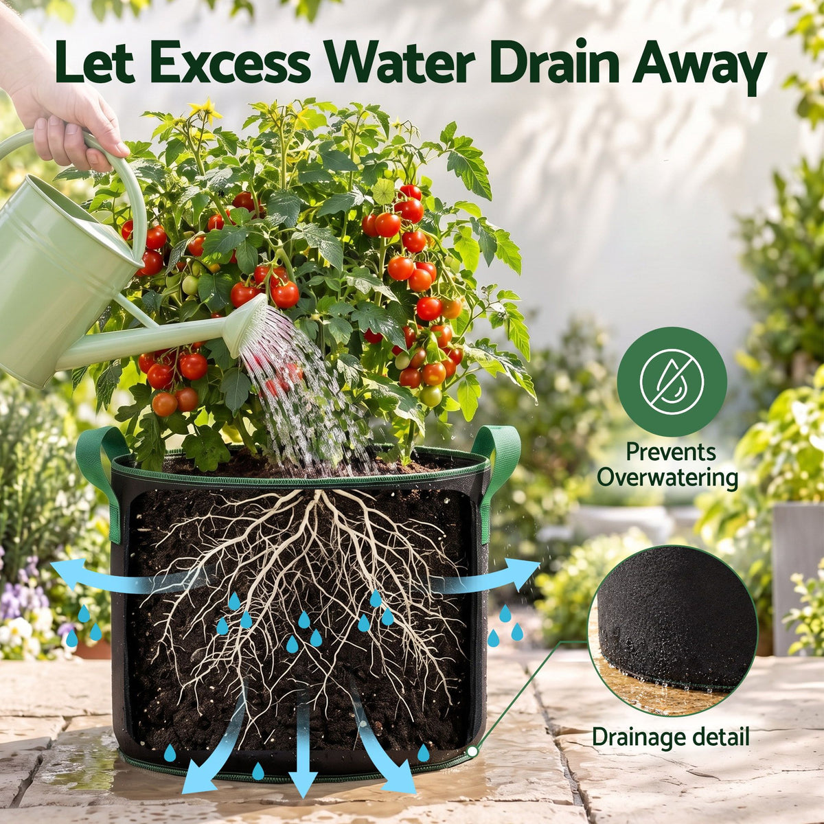 15 Gallon Grow Bags 300gsm thick Aeration Fabric Pots 10 Pack