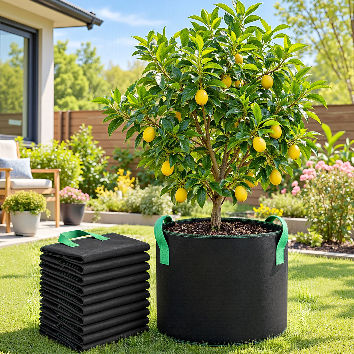 20 Gallon Grow Bags 300gsm thick Aeration Fabric Pots 10 Pack