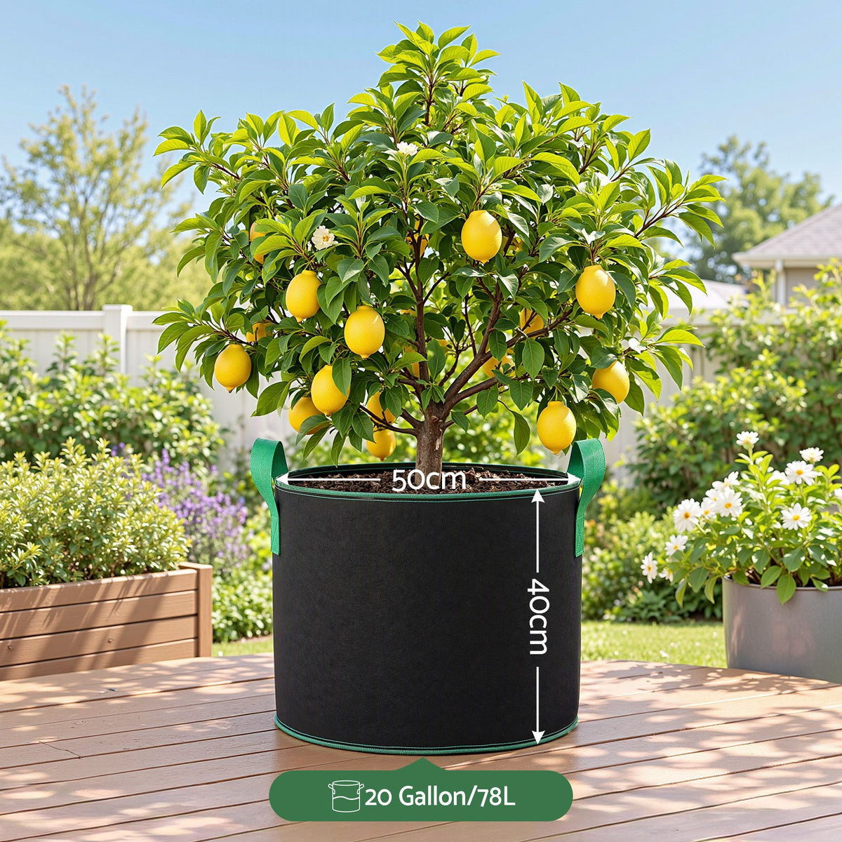 20 Gallon Grow Bags 300gsm thick Aeration Fabric Pots 10 Pack