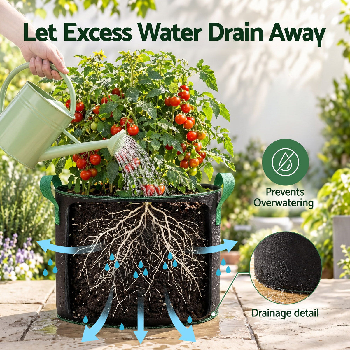 20 Gallon Grow Bags 300gsm thick Aeration Fabric Pots 10 Pack