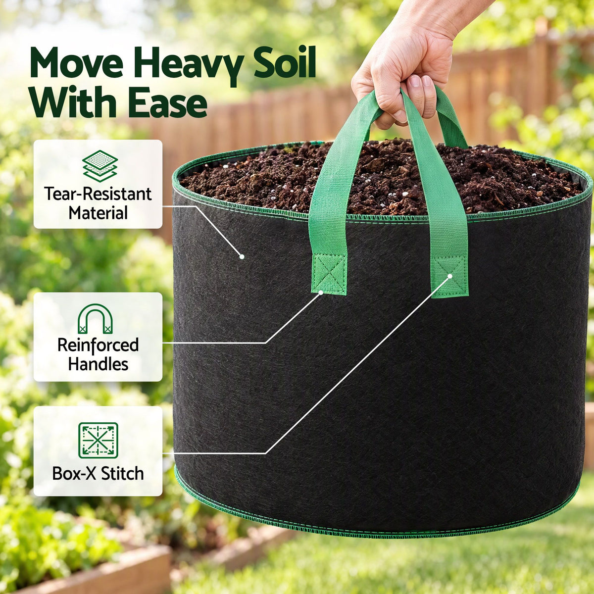 20 Gallon Grow Bags 300gsm thick Aeration Fabric Pots 10 Pack