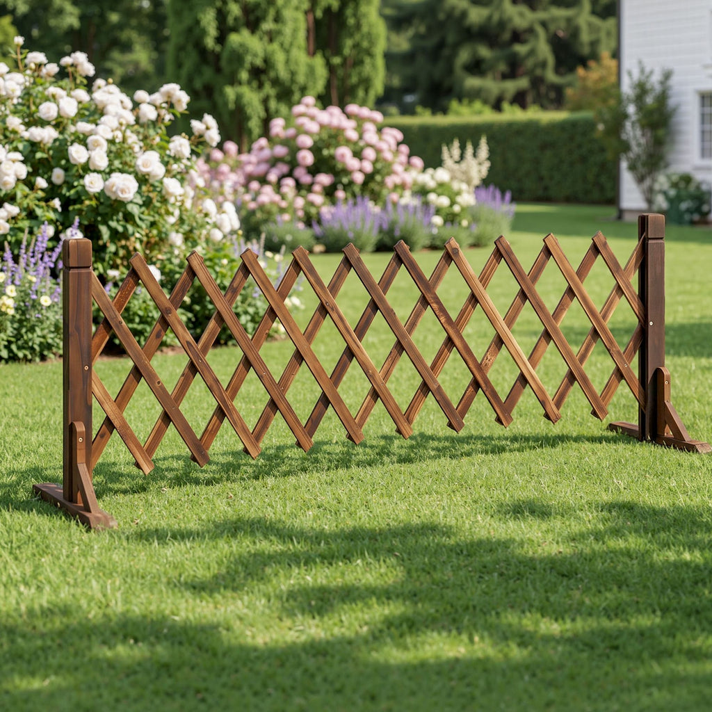 Garden Fences Expandable Wooden Trellis Fence Plant Frame 160cm Brown