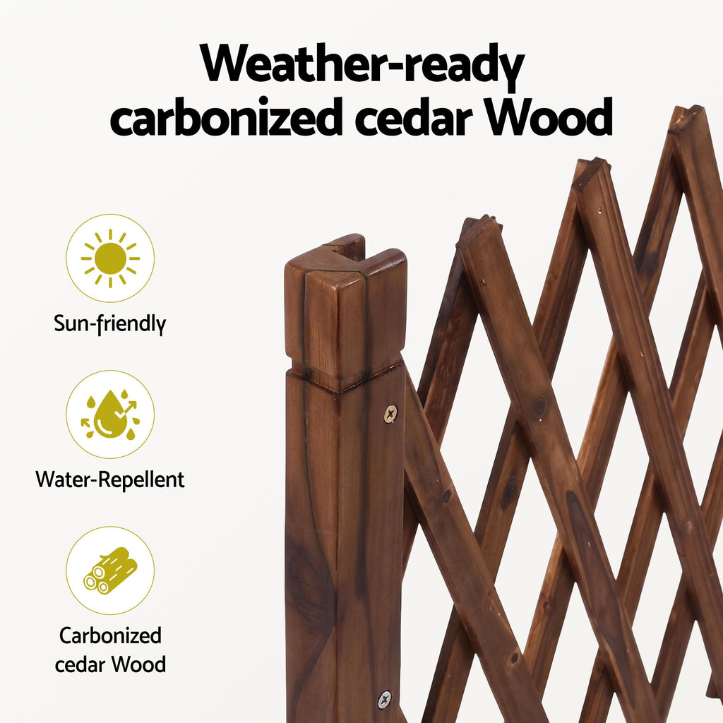 Garden Fences Expandable Wooden Trellis Fence Plant Frame 160cm Brown