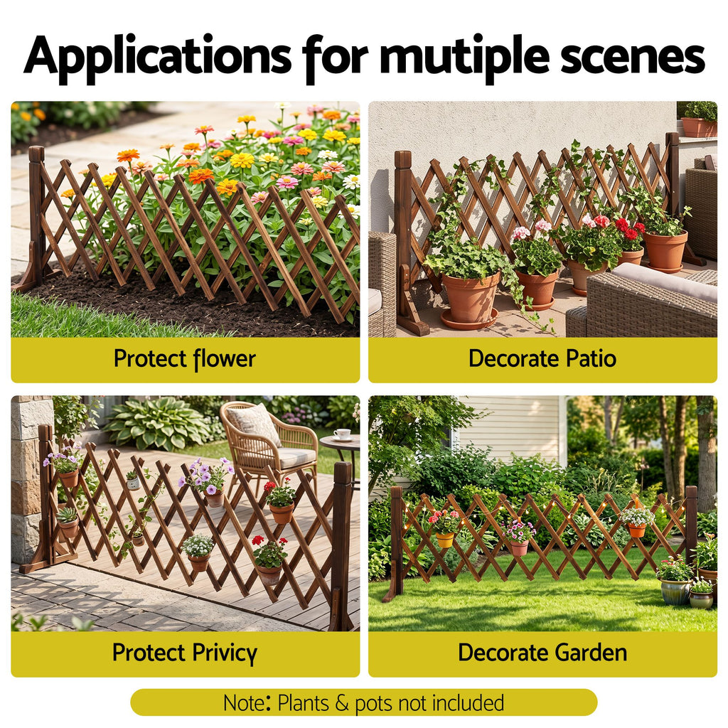 Garden Fences Expandable Wooden Trellis Fence Plant Frame 160cm Brown