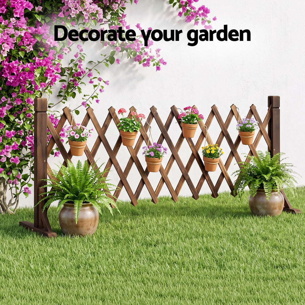 Garden Fences Expandable Wooden Trellis Fence Plant Frame 160cm Brown