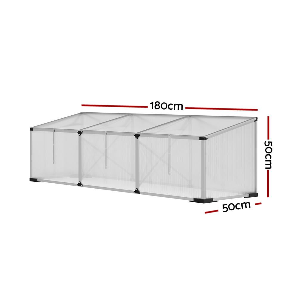 Greenhouse 180x50x50CM Cold Frame Plant Grow Aluminium Polycarbonate Green House