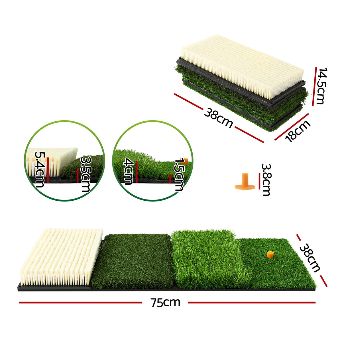 Golf Hitting Mat Practice Turf 4 in 1 Foldable Training Aid Backyard