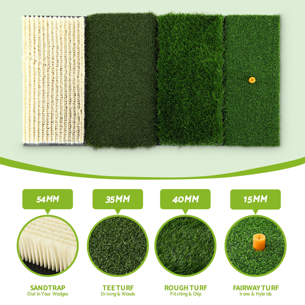 Golf Hitting Mat Practice Turf 4 in 1 Foldable Training Aid Backyard