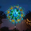 Garden Windmill Solar Light Colorful Peacock Metal Spinner 190cm