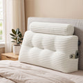 Wedge pillow headboard with non-flattening shredded foam core, perfect for dorm reading