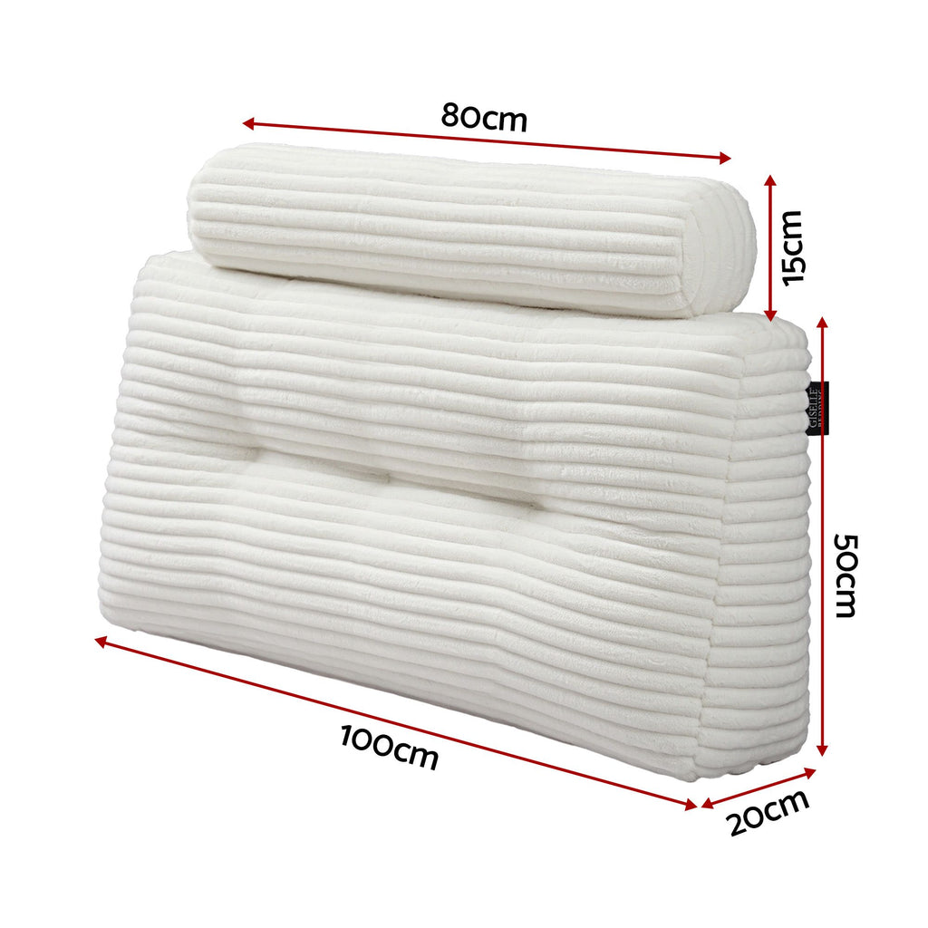 Wedge pillow headboard with non-flattening shredded foam core, perfect for dorm reading
