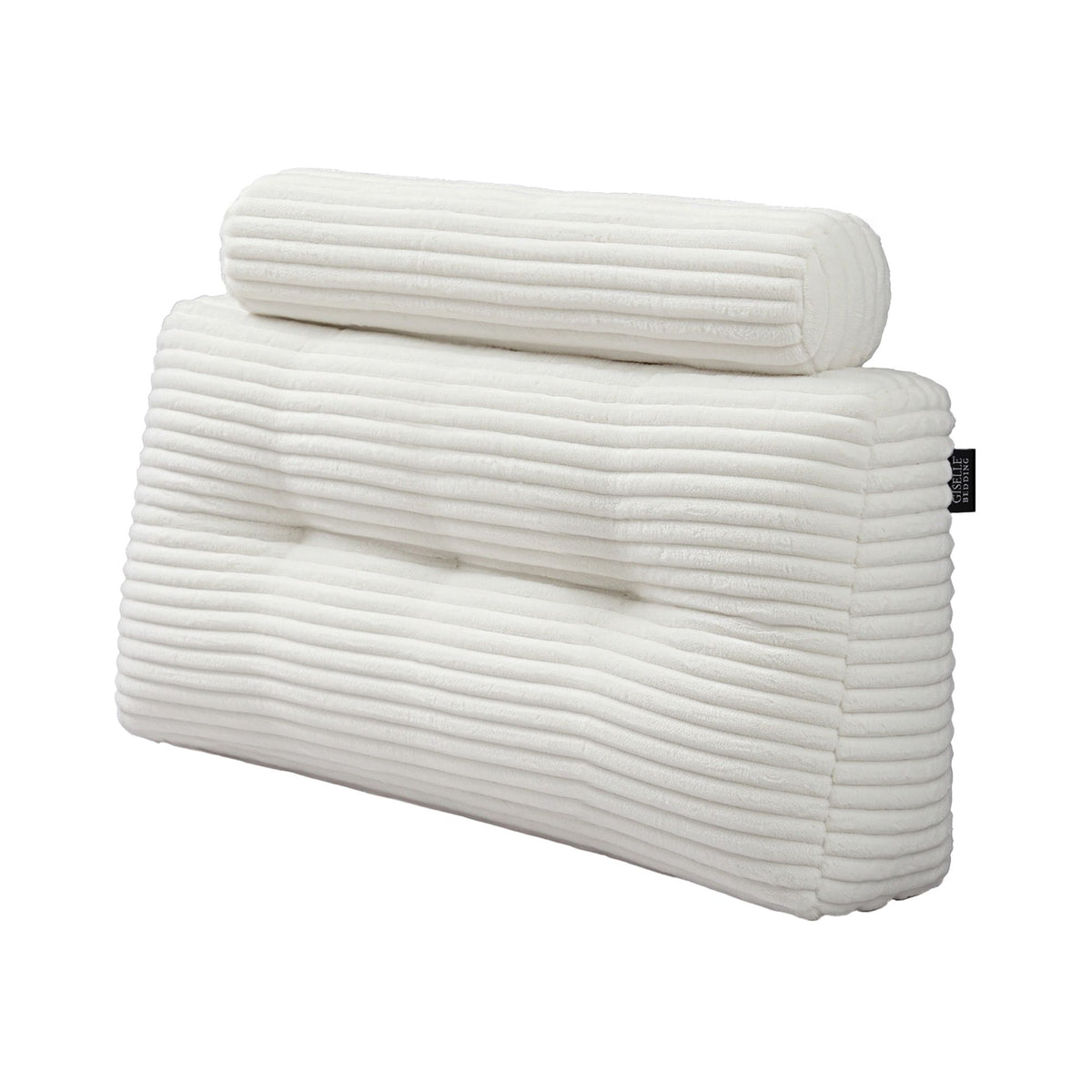 Wedge pillow headboard with non-flattening shredded foam core, perfect for dorm reading
