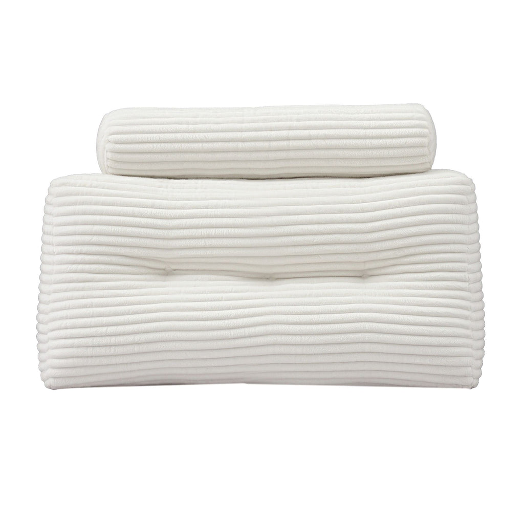 Wedge pillow headboard with non-flattening shredded foam core, perfect for dorm reading
