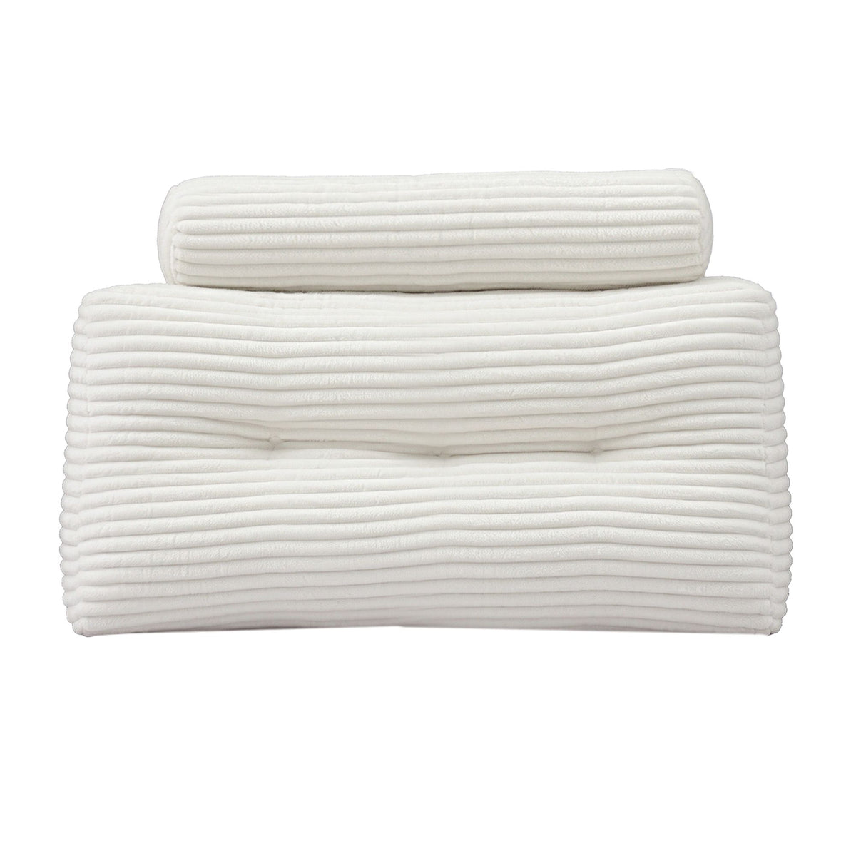 Wedge pillow headboard with non-flattening shredded foam core, perfect for dorm reading
