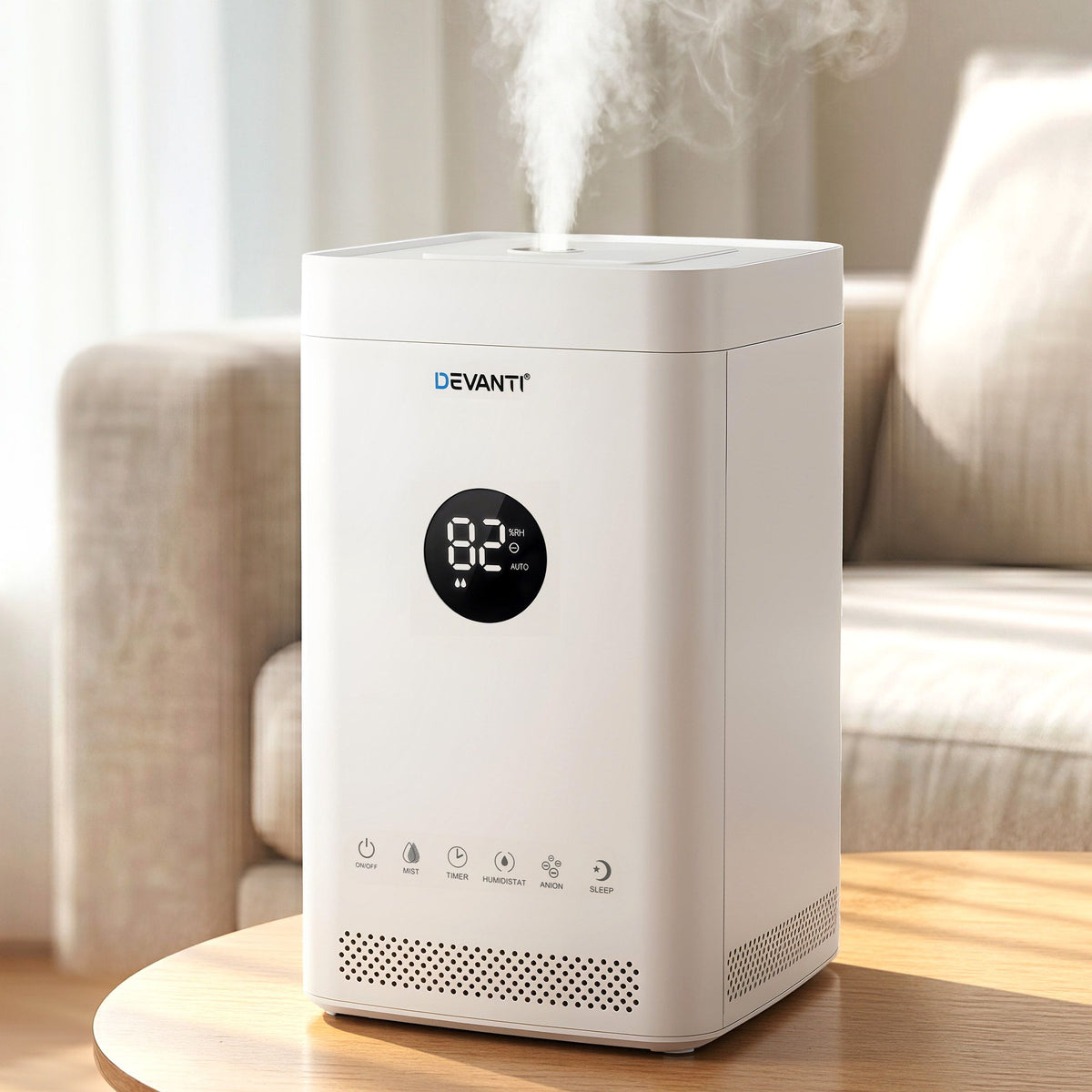 Ultrasonic Humidifier Air Purifier Top Fill Auto Humidity 3.5L White