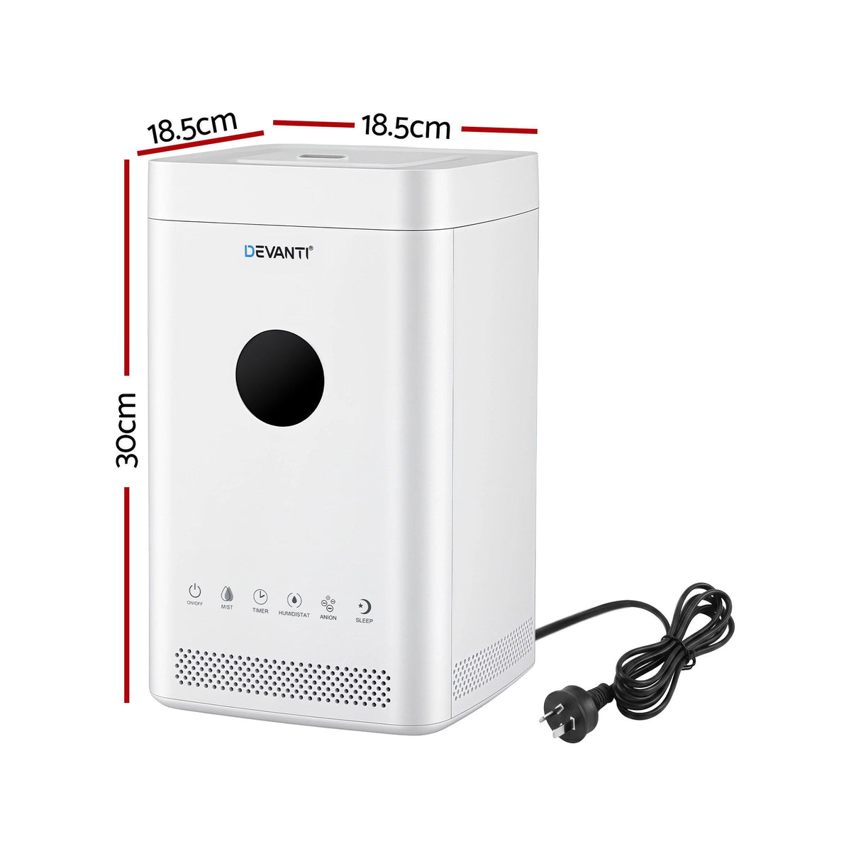 Ultrasonic Humidifier Air Purifier Top Fill Auto Humidity 3.5L White
