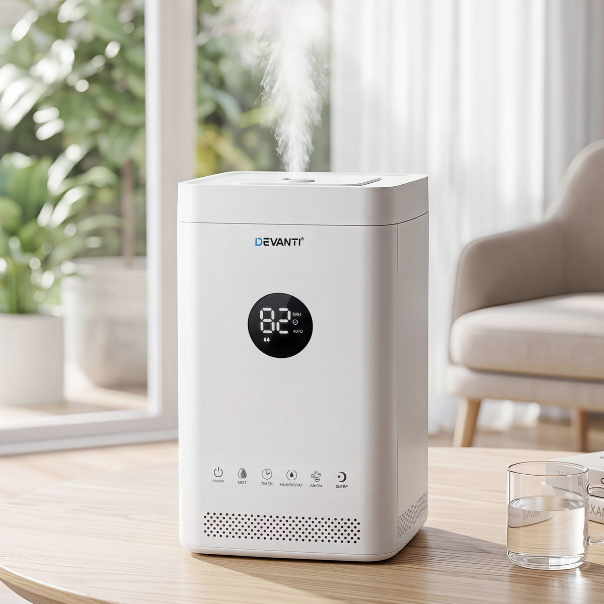Ultrasonic Humidifier Air Purifier Top Fill Auto Humidity 3.5L White