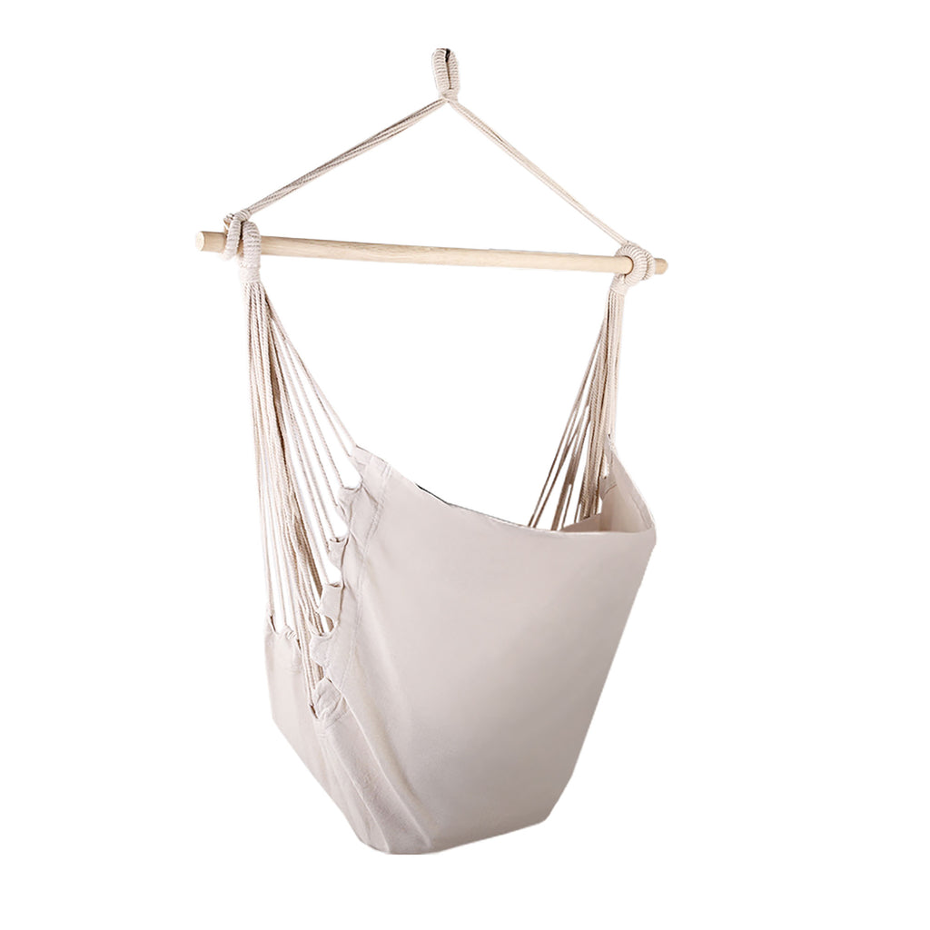 Hammock Chair Outdoor Camping Hanging Hammocks Cushion Pillow Cream