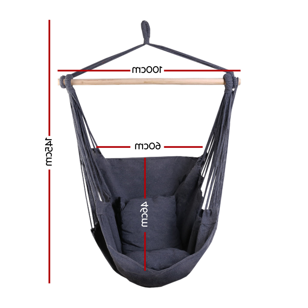 Hammock Chair Outdoor Camping Hanging Hammocks Cushion Pillow Grey