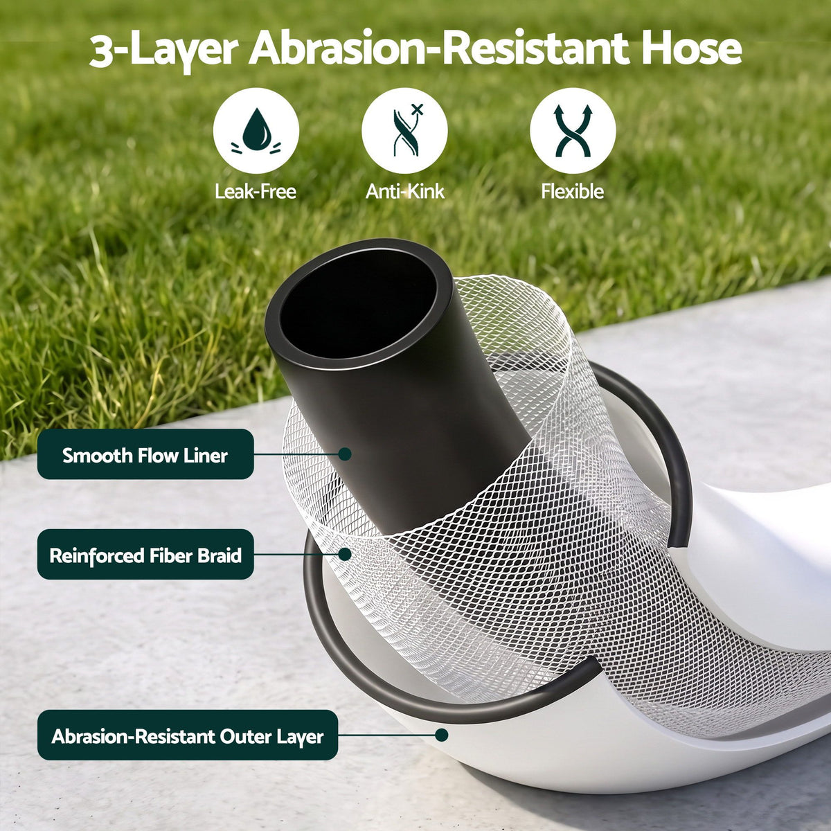 10m Retractable Water Hose Reel, Wall Mounted Garden Hose 9-Pattern Nozzle