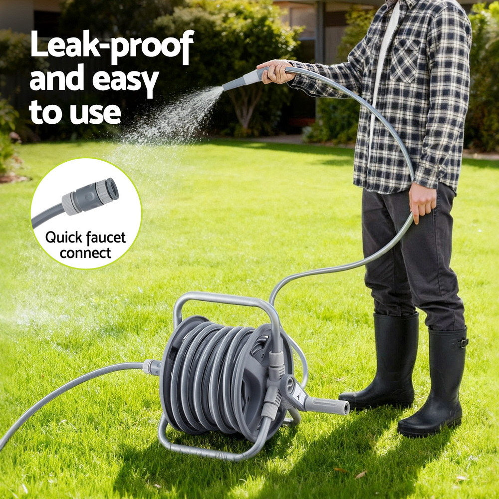 20m Retractable Garden Hose Reel Heavy Duty 1/2" Hose Auto Rewind