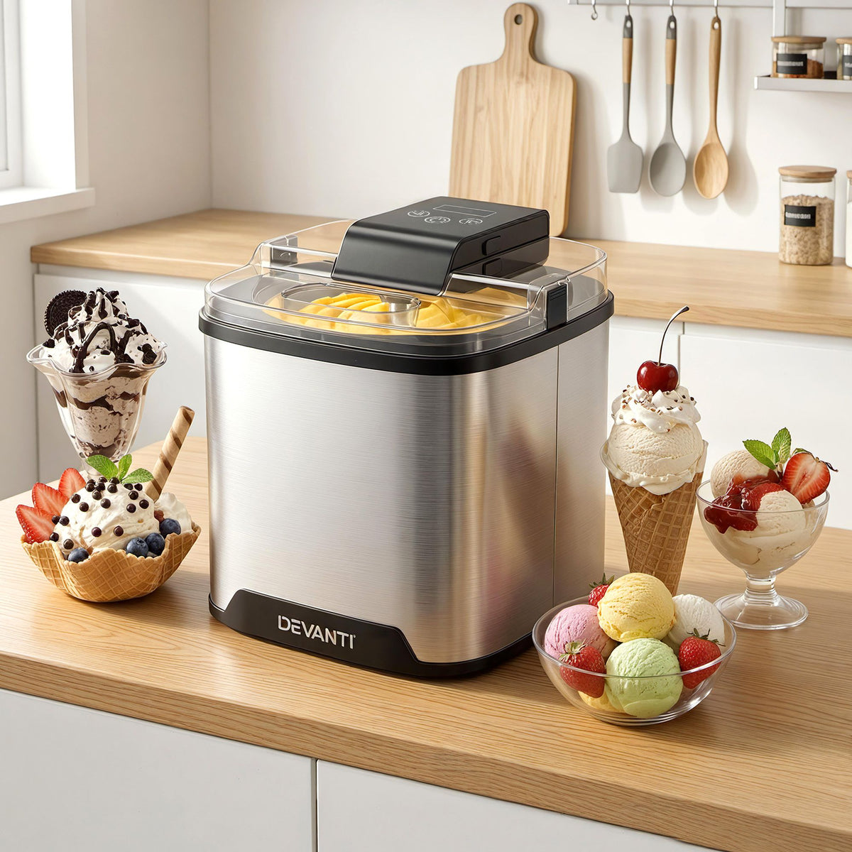 Ice Cream Maker Slushie Machine 2L Homemade Gelato Sorbet Sliver